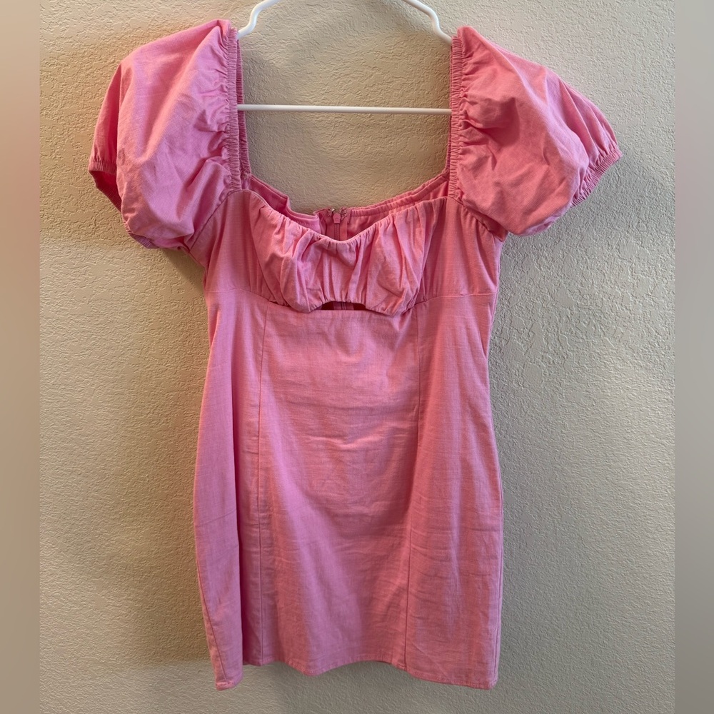 Hello Molly Pink Puff Sleeve Dress